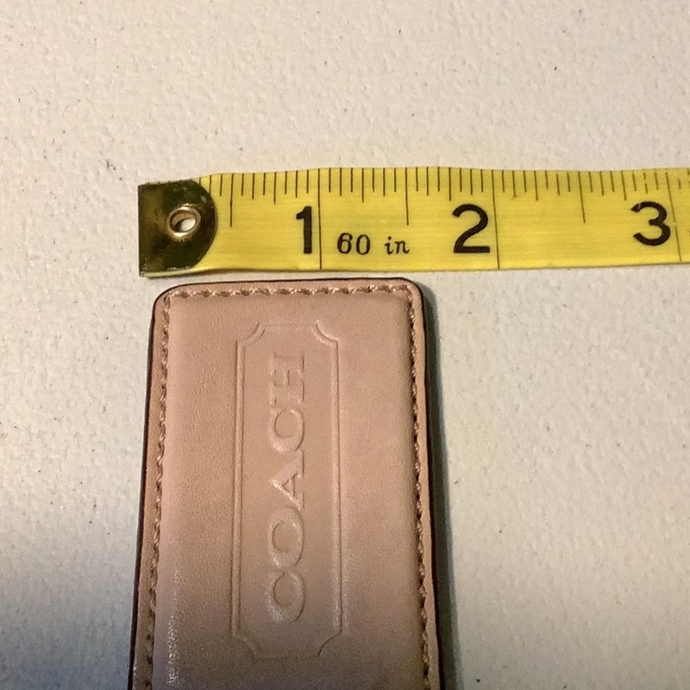 Coach light tan leather tag and circular metal monogram tag set - Picture 4 of 5